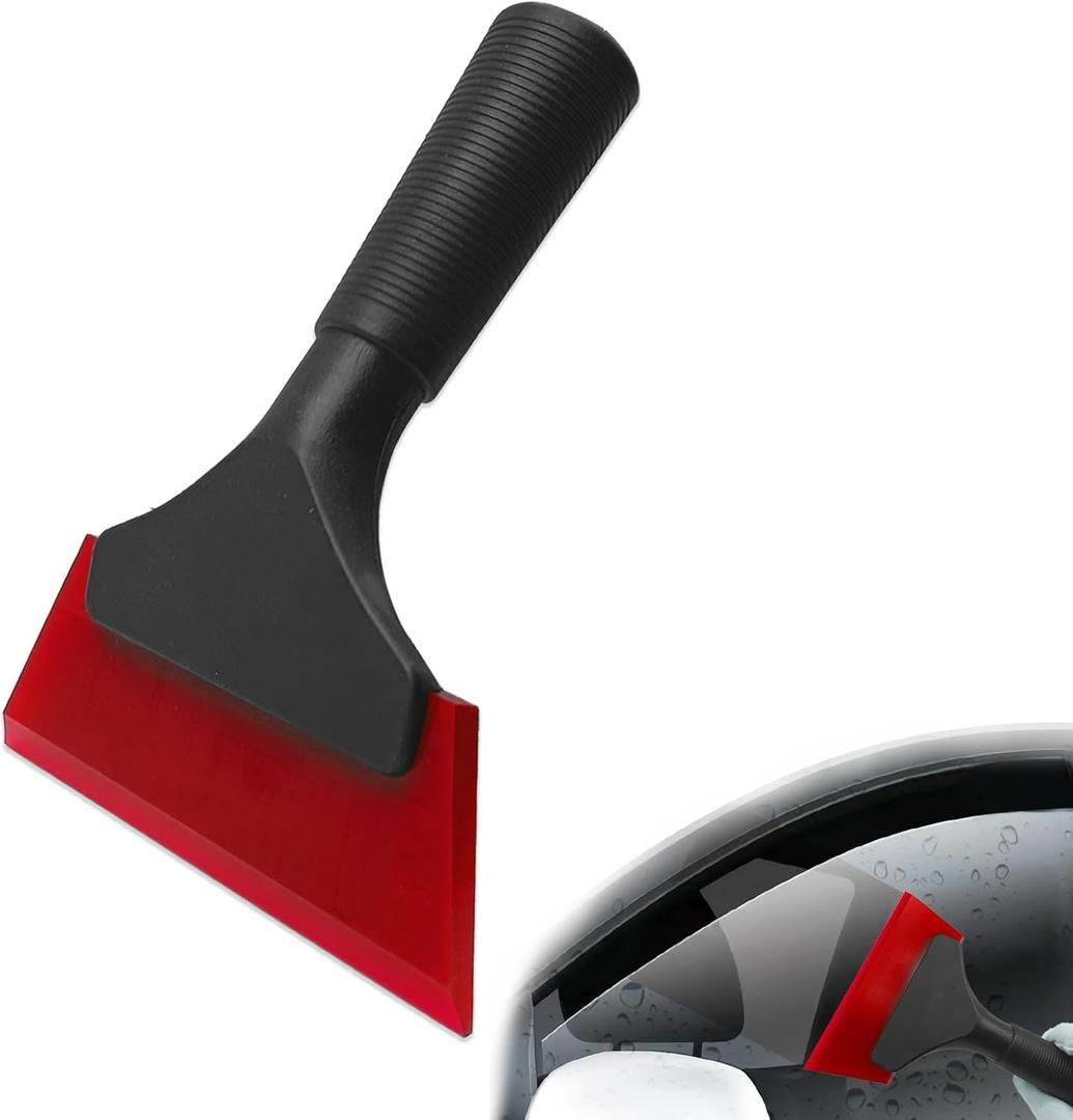 3 x Rubber Window Tint Squeegee, Super Flexible Silicone Squeegee No-Slip Handle for Car Remove Frost and Snow, RV, Windshield, Shower, Bathroom, Glass, Mirror 5 in Length (Red)