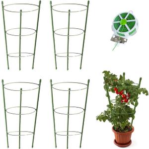 4 Pack Tomato Cage for Garden Plant Support, 18 inches Small Tomato Cages Tomato Trellis with Adjustable Rings, Plant Stakes for Peony Support, Tomato Stakes Rings for Climbing Plants