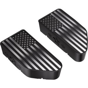 Bed Rail Stake Pocket Covers for GMC Chevy Silverado/GMC Sierra 1500(2019-2024 2025 2026), GMC Sierra 3500HD(2020 2021 2022 2023)/2500, Truck Caps Rear Holes Plugs Covers (Flag(Black/Silver))