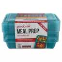GoodCook Meal Prep Rectangle Two Compartment 8 -Piece, Teal, Made without BPA