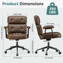 OLIXIS Ergonomic Home Office Desk Chair, PU Leather Computer Chair with Lumbar Support Adjustable Height Rolling Swivel Executive Task Armrests Chair, Modern Brown, 1pc, 18.11"D x 20.06"W x 39.56"H