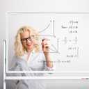 Rolling Whiteboard 48"x32" Clear Glass Dry Erase Board on Wheels