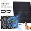 Solar Powered Fan, 15W Solar Chicken Coop Fan,Waterproof Ventilation Exhaust Fan for Outdoor Shed Chicken Coops Greenhouse Doghouses Pet House for Intake or Exhaust Air Cooling