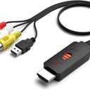 RuiPuo RCA to HDMI Converter, AV/Composite to HDMI Cabler Adapter Support 1080P,4:3/16:9 Switch Compatible with WII, PS2, PS3, N64