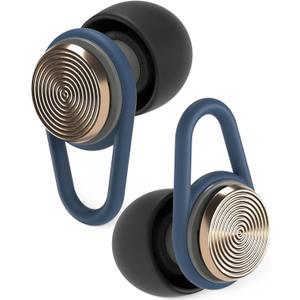 Hears One Ear Plugs for Noise Reduction - Patented Reusable Concert Earplugs, 20dB SNR Sound Reduction, Hypoallergenic for Musicians, Motorcycle and Sleeping with 4 tip Sizes - Brass Blue