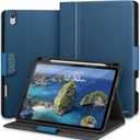 KingBlanc for iPad Air 13-inch Case (M3 2025/M2 2024) with Pencil Holder, PU Leather Durable Protective Stand Folder Cover, Auto Wake/Sleep, Multi-Angle for Viewing/Typing, Magnetic Clasp, Blue