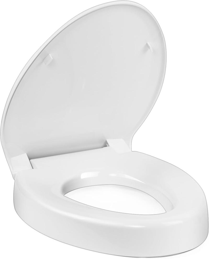 Raised Toilet Seat 3 Inch for Standard Elongated Toilets 1819 Inch Bowl Length, Not Compatible with Round or One-Piece Toilets, Slow-Close Lid, Non-Slip Stable Design, 772 lb Capacity