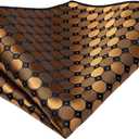 Dubulle Mens Tie Set Solid Paisley Silk Striped Necktie for Men with Cufflinks Tie and Pocket Square (A Black Brown Bronze)