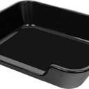 1 Pack of Extra Large Cat Litter Box (ABS Material), Low Entry Senior Litter Pen for Geriatric Kitty Big Cats, Jumbo Pet Safe Litter Boxes Tray for Pets Potty (Black, 24" L x 20" W)