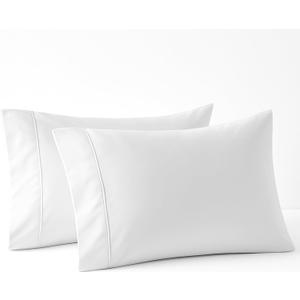 Pizuna 100% Cotton Pillow Cases King Size Set of 2 Luxury 800 Thread Count Sateen Weave Thick Hotel Quality Envelope Closure Pillow Covers Fits King Pillows - White