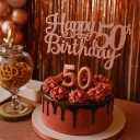 50th Birthday Decorations for Women  Rose Gold Party Kit with Tiara, Sash, Balloons, Banner, Cake Topper  Gift Set for Her Special Day