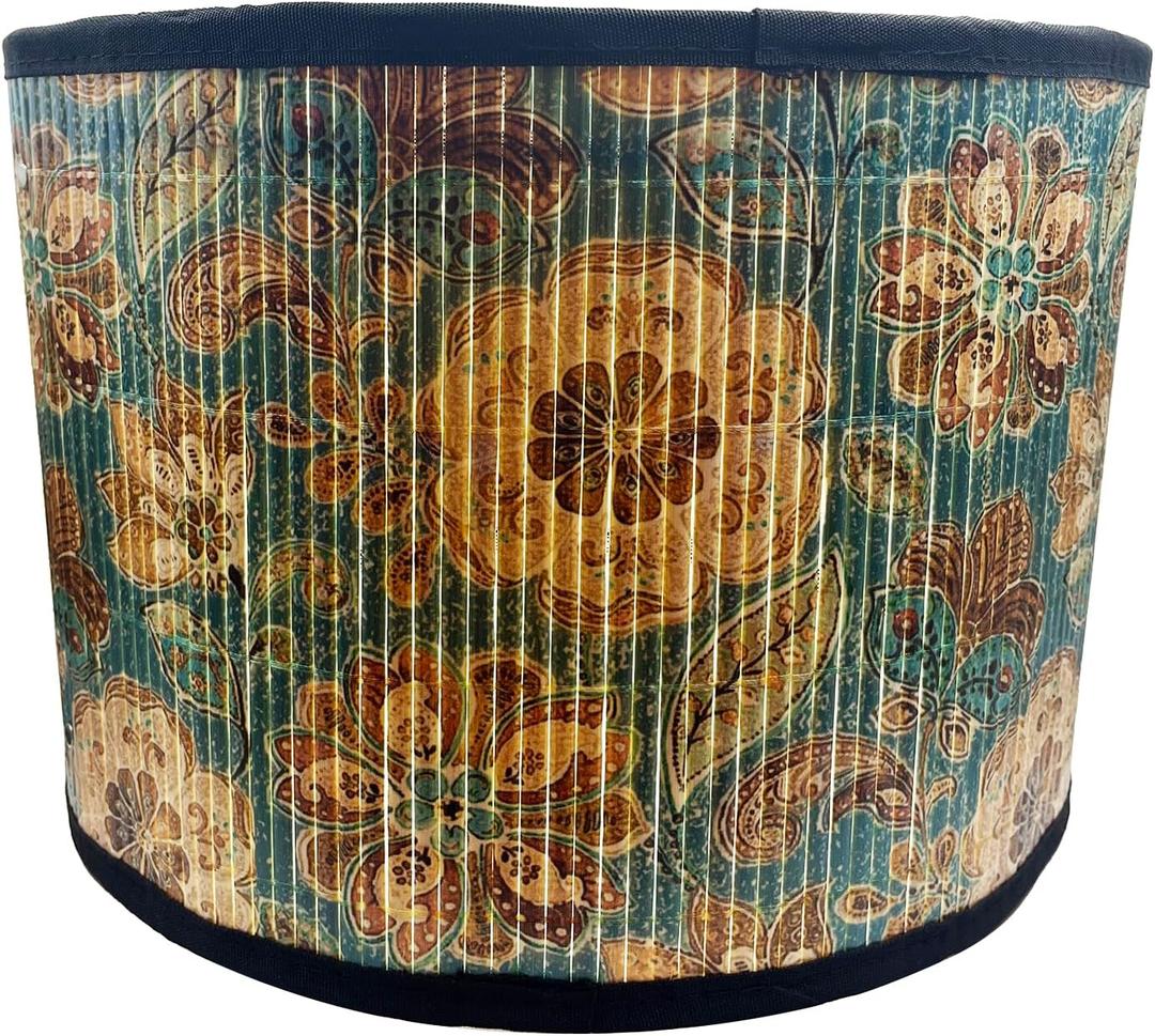 Floral Lamp Shades E27 Vintage Lampshade 11.8" x 7.9" Printed Oval Lamp Cover for Table Floor Light Chandelier(Flower Printing)