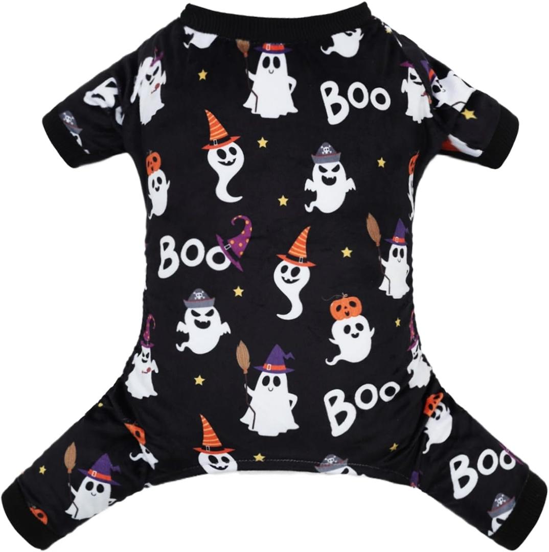 CuteBone Fleece Dog Halloween Pajamas Clothes Puppy Jammies Pet Apparel Cat Onesie for Chihuahua Yorkie Frenchies P305S (Small)
