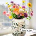 Vintage Ceramic Flower Mini Vase Home Decor - Tabletop Rustic Vase for Decor Living Room Bookshelf Office Kitchen Cottage, White Vases for Bouquet, Chinoiserie | Grand Millennial | 6.1inch