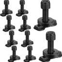 Therwen 10 Pcs L Track Double Lug Threaded Stud Nut Fitting Tie Down Bearing 5500 LBS Using with L Track Rail to Create Heavy Duty Bolt Down Anchor Points for Trailer Truck Bed Cargo Control