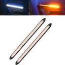 Yolu 2Pcs Flexible LED Daytime Running Light with Starter Scanning Dual-Color Streaming Turn Signal Indicator Light Universal fit 12V vehicles (13.7")