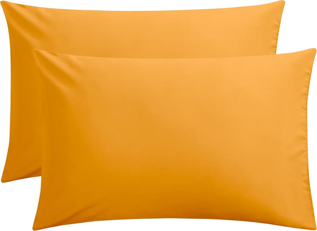 FLXXIE Microfiber Pillow Cases Queen Size Set of 2, Soft Pillowcases with Envelope Closure, Wrinkle Resistant Pillow Covers, 20x30, Ginger Yellow