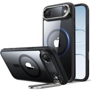 ESR for iPhone Air Case with Stash Stand, Compatible with MagSafe, Military-Grade Drop Protection Magnetic Phone Case for iPhone 17 Air, Scratch-Resistant Back Cover,Clear Black