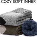 RockDove Mens Thick Knit Wool Blend Crew Socks (Green&grey&navy)