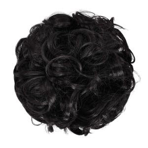 Short Mess Curly Dish Bun Hair Extension Scrunchy Bun Chignon Buns Ponytail Hair Pieces for Women Easy Stretch Hair Combs Clip in Ponytail Extension (1B#)