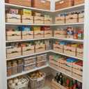 WOPITUES Wooden Crate,Wood Crates for Storage,Stackable Pantry Bins and Pantry Organizers with Handles,Pantry Baskets,Wooden Box for Pantry,Kitchen,Garden,Garage,Display, Nature Wood