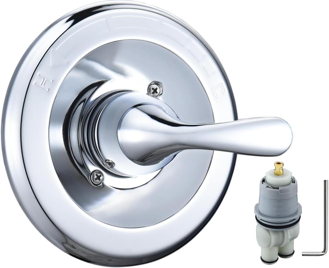 T13020 Chrome Replacement for Delta Classic 13/14 Series Single-Function Handle Trim Kit,Fit for Delta Shower Rough-in Valve R10000 Series (RP46074 Cartridge Included)