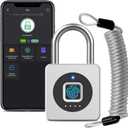 Eseesmart Fingerprint Lock - Fingerprint Lock with Cable, Smart Lock with Bluetooth App, Waterproof Smart Lock for Cabinet, Helmet, Bike, Home