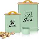 Cat Food Storage Container with Scoop, 2PCS Cat Food Storage Container with Lids Airtight, Cat Treat Jars for Kitchen Counter-7+3Lbs, Cat Cookie Jar for Storage,Saga Green