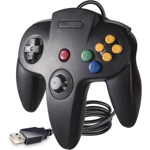 KIWITATA Classic N64 USB Controller, Retro N64 Remote Wired Joystick Game Pad Emulator Controller for Windows XP 7 8 11 & MAC Raspberry Pi 3