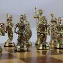 (Without Board) Historical Handmade Rome Figures Metal Chess Pieces Big Size King 4 inc (Only Pieces)