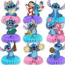 For Stitch Birthday Party Supplies, 9Psc Honeycomb Center Decorations, Stitch Party Decorations, Double-sided Desktop Decorations, Center Decorations For Parties