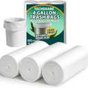 TECHSHARE Small Garbage Bags 4 Gallon - 105 Count Trash Can Liners for Bathroom, Office, Bedroom - Mini White HDPE Plastic Waste Basket Bags, Value Pack for Daily Use, Fits Small Trash Cans