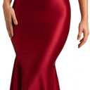 ABYOVRT Women Formal Satin Dress One Shoulder Asymmetrical Scarf Mermaid Hem Midi Dress Cocktail Prom Gown