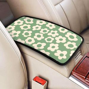 Vintage Groovy Flowers Auto Center Console Cover Pad Car Armrest Seat Box Cover Cushion Universal for Most Vehicle SUV Truck Car Accessories Decor