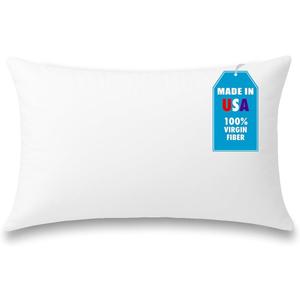 Foamily Throw Pillows Insert 12 x 20 Inches Hypoallergenic, Made in USA - Lumbar Decorative Couch, Bed Pillow
