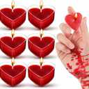6 Pcs Low Temperature Candles, Romantic Heart Candles Body Safe Wax Low Heat Smokeless Unscented Tea Lights for Anniversaries Decor(Red)