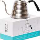 Barista Warrior Gooseneck Kettle for Pour Over Coffee and Tea with Thermometer for Exact Temperature, Precision Pour Drip Spout, Stainless Steel, Compatible with all Stove Tops (1.2 Liter, 40 fl oz)