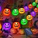 Windpnn Upgraded Solar Halloween Lights Outdoor, Solar Powered Pumpkin String Lights,16ft 20LED 8 Modes Waterproof Halloween String Lights for Garden Patio Landscape Halloween Decorations(Multicolor)