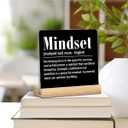 Office Desk Decor Inspirational Mindset Definition Acrylic Plaque Sign With Wooden Stand Motivational Gifts for Coworkers Employees Teammate Decoration for Home Office Cubicle