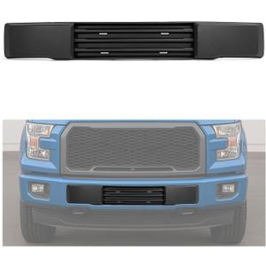 HECASA Front Bumper Cover Compatible with 2015-2017 Ford F150 W/O Block Heater & Grille Shutters Lower Grille Trim Panel License Plate Bracket Mount Replace For FO1044108, FL3Z-17E810-AA ABS Plastic