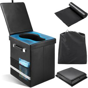 2026 Upgraded XL Portable Toilet for Adults, Large Camping Toilet with Lid and Carry Bag, Tall portable potty for Camping, Hiking, Beach, Car Travel, Truck, RV, Road Trips