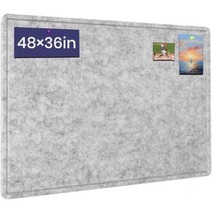 Large Cork Bulletin Board 48" x 36", Felt Pin Board, Silver Gray