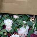 Ling's moment 9FT Spring Flower Garland - Wedding Arch Flowers, Eucalyptus & Rose, Artificial Floral Garland for Mantle - Sweetheart Table Decor for Reception, Backdrop Decorations, Marsala