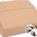 ROYALE LINENS 300 Thread Count 100% Long Staple Combed Cotton Fitted Sheet Twin XL - Super Soft Deep Pocket Bottom Sheet - Fitted Sheets Only - Elastic Sheets (Twin XL, Sand)