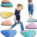 Stepping Stones for Kids Non-Slip Balance River Stones Toys Promoting Children's Coordination Skills Obstacle Courses Sensory Toys for Toddlers Indoor & Outdoor (6, DARK)