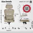 TRALT Ergonomic Office Chair - Desk Chair with Adjustable Headrest Lumbar Support Computer Chair - Mesh Comfy Chair with Flip-up Armrests - Gaming Chairs for Adults Home Office (PU Leather,Khaki), Pack of 1