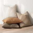 MIULEE Pack of 4 Decorative Textured Boucle Throw Pillow Covers 18x18 Inch Neutral Brown Accent Solid Pillow Cases Couch Cushion Covers for Modern Farmhouse Boho Chair Sofa Bed Room Home Decor