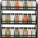 3 Tier Bamboo Spice Rack, Spice Rack Organizer, Seasoning Jars Rack Shelf Spice Organizer for Kitchen Counter or Wall Mounting, Spice Storage Holder with handles, Jars Not Included, Black