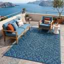 Lahome Navy Blue Outdoor Patio Rug Waterproof 6x9, Plastic Straw Rug Reversible Indoor Outdoor Carpet Floor Decor,Large Portable Outside Camping Mats for Balcony Deck Tent, Deep Blue 6x9