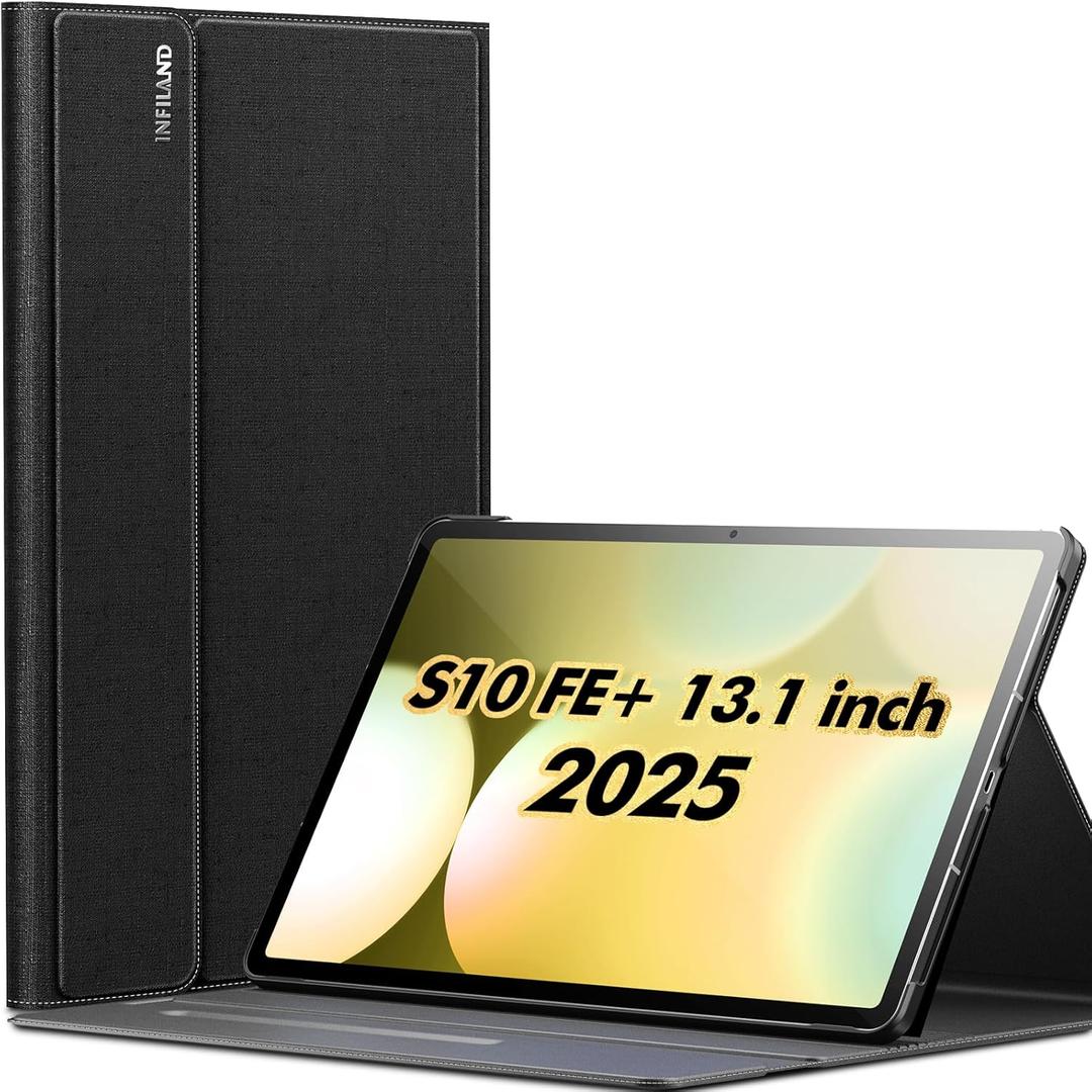 INFILAND Case for Samsung Galaxy Tab S10 FE Plus 5G, Ultra Slim Multi-Angle Stand Cover with S Pen Holder for Galaxy Tab S10 FE+ 13.1 Inch (SM-X620/SM-X626B) 2025 Tablet [Auto Wake/Sleep], Black
